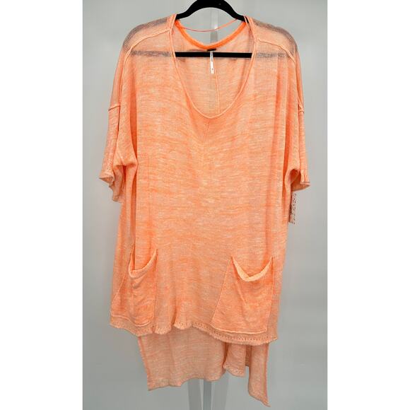 Free People Linen Blend Knit High Low Top OB572449 Large - Picture 3 of 10